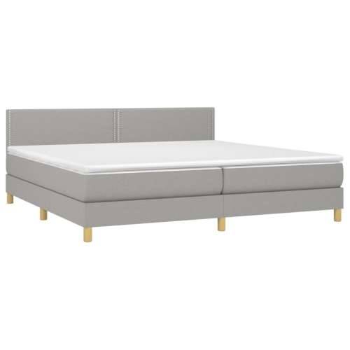 Krevet box spring s madracem LED svjetlosivi 200x200 cm tkanina - Svjetlosiva 200 x 200 cm Obično s čavlima Cijena