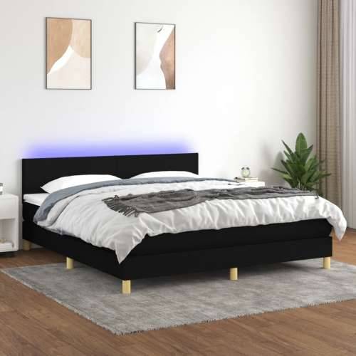 Krevet box spring s madracem LED crni 180x200 cm od tkanine - Crna 180 x 200 cm Gladak dizajn Cijena
