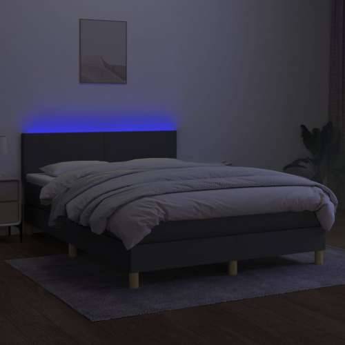 Krevet box spring s madracem LED tamnosivi 140x200 cm tkanina - Tamno siva 140 x 200 cm Gladak dizajn Cijena