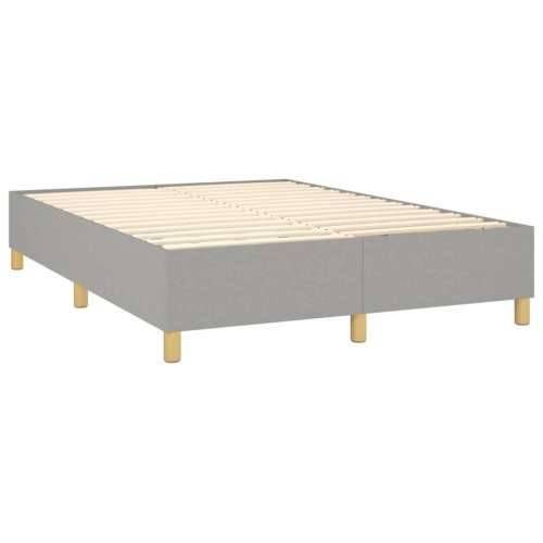 Krevet box spring s madracem LED svjetlosivi 140x190 cm tkanina - Svjetlosiva 140 x 190 cm Okomite pruge Cijena