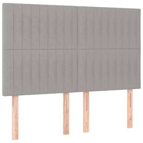 Krevet box spring s madracem LED svjetlosivi 140x190 cm tkanina - Svjetlosiva 140 x 190 cm Okomite pruge Cijena