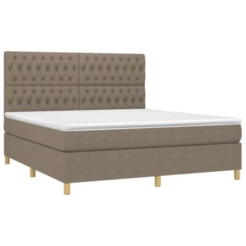 Krevet box spring s madracem LED smeđesivi 180x200 cm tkanina - Sivo-smeđa 180 x 200 cm Dizajn s gumbima Cijena
