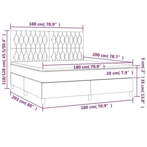 Krevet box spring s madracem LED smeđesivi 180x200 cm tkanina - Sivo-smeđa 180 x 200 cm Dizajn s gumbima Cijena