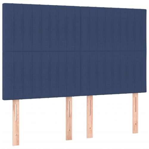 Krevet box spring s madracem LED plavi 140x200 cm od tkanine - Plava 140 x 200 cm Okomite pruge Cijena