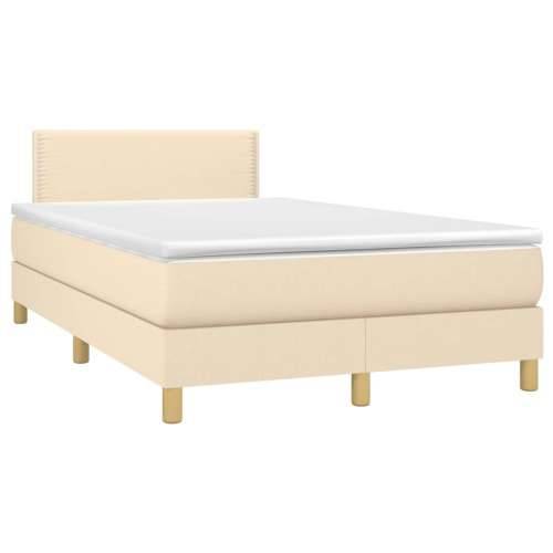 Krevet box spring s madracem LED krem 120 x 200 cm od tkanine - Krema 120 x 200 cm Obično s čavlima Cijena