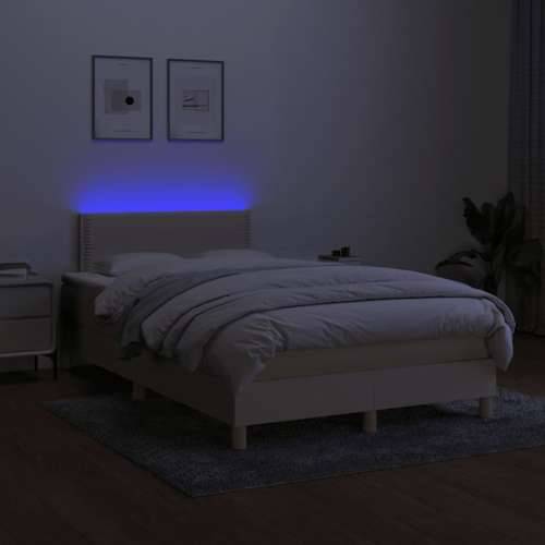 Krevet box spring s madracem LED krem 120 x 200 cm od tkanine - Krema 120 x 200 cm Obično s čavlima Cijena