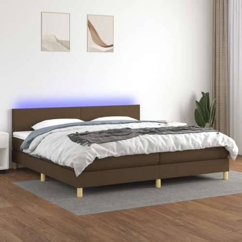 Krevet box spring s madracem LED tamnosmeđi 200x200 cm tkanina - Tamno smeđa 200 x 200 cm Gladak dizajn Cijena