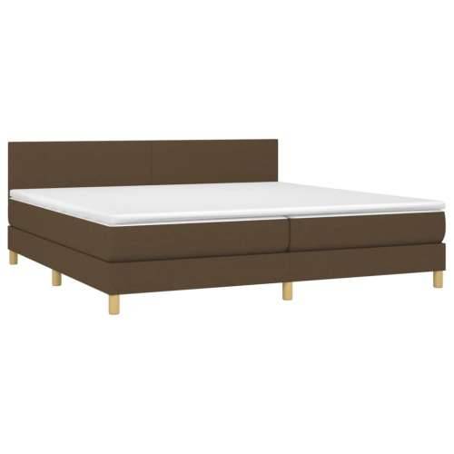 Krevet box spring s madracem LED tamnosmeđi 200x200 cm tkanina - Tamno smeđa 200 x 200 cm Gladak dizajn Cijena