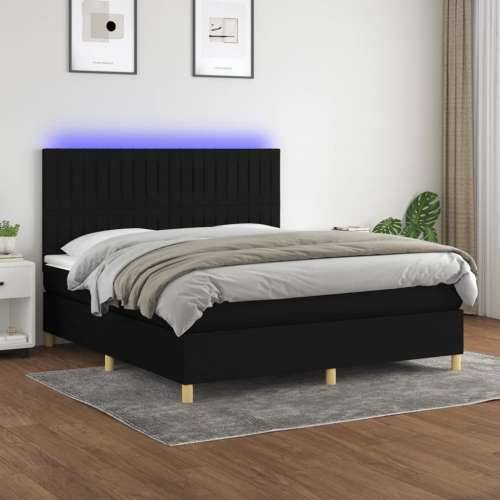 Krevet box spring s madracem LED crni 180x200 cm od tkanine - Crna 180 x 200 cm Okomite pruge Cijena