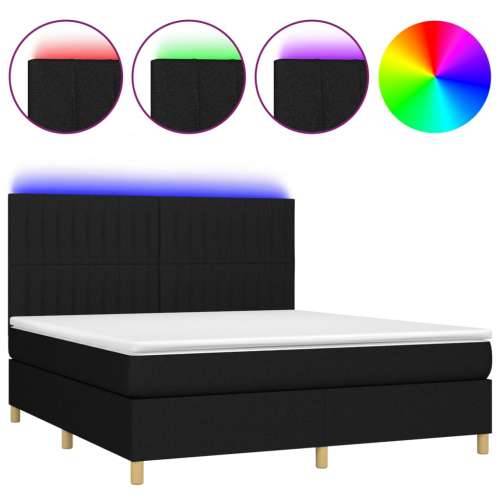 Krevet box spring s madracem LED crni 180x200 cm od tkanine - Crna 180 x 200 cm Okomite pruge Cijena