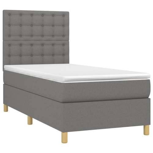 Krevet box spring s madracem LED tamnosivi 90x200 cm tkanina - Tamno siva 90 x 200 cm gumbi Cijena