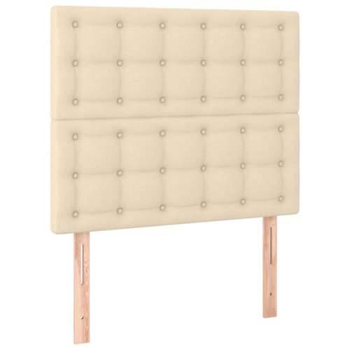Krevet box spring s madracem LED krem 90x200 cm od tkanine - Krema 90 x 200 cm gumbi Cijena