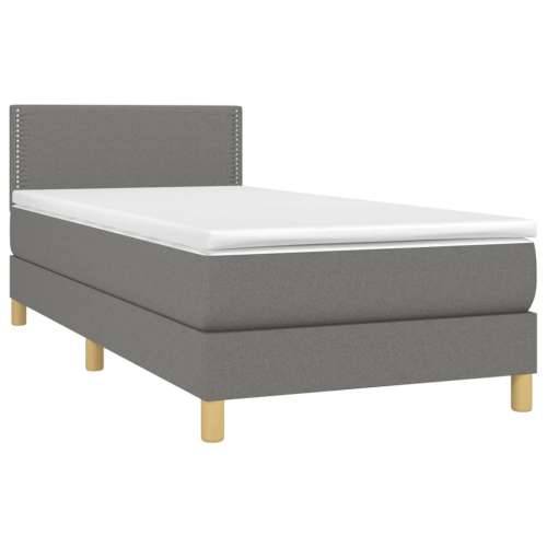 Krevet box spring s madracem LED tamnosivi 100x200 cm tkanina - Tamno siva 100 x 200 cm Obično s čavlima Cijena