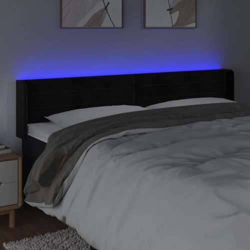 LED uzglavlje crno 203x16x78/88 cm baršunasto - Crna 203 x 16 x 78/88 cm 1 Cijena