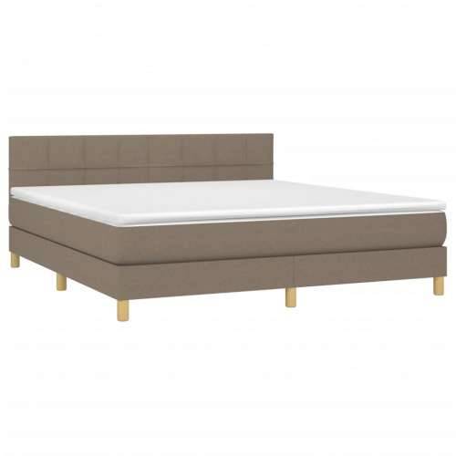 Krevet box spring s madracem LED smeđesivi 160x200 cm tkanina - Sivo-smeđa 160 x 200 cm Blok s kvadratima Cijena