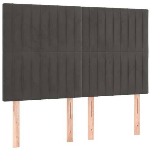 Krevet s oprugama i madracem tamnosivi 140x200 cm baršunasti - Tamno siva 140 x 200 cm Okomite pruge Cijena