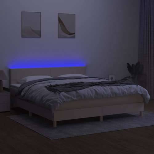 Krevet box spring s madracem LED krem 160x200 cm od tkanine - Krema 160 x 200 cm Gladak dizajn Cijena
