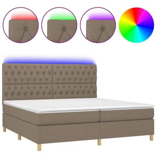 Krevet box spring s madracem LED smeđesivi 200x200 cm tkanina - Sivo-smeđa 200 x 200 cm Dizajn s gumbima Cijena