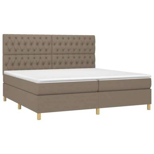 Krevet box spring s madracem LED smeđesivi 200x200 cm tkanina - Sivo-smeđa 200 x 200 cm Dizajn s gumbima Cijena