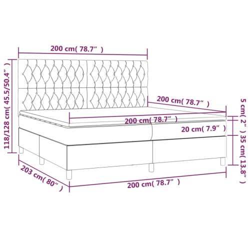 Krevet box spring s madracem LED smeđesivi 200x200 cm tkanina - Sivo-smeđa 200 x 200 cm Dizajn s gumbima Cijena