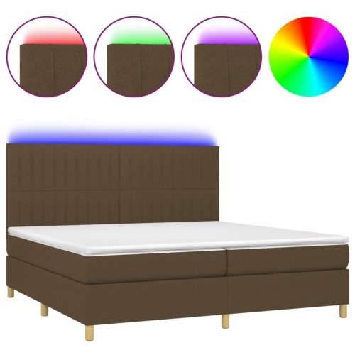 Krevet box spring s madracem LED tamnosmeđi 200x200 cm tkanina - Tamno smeđa 200 x 200 cm Okomite pruge Cijena