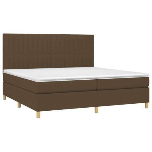Krevet box spring s madracem LED tamnosmeđi 200x200 cm tkanina - Tamno smeđa 200 x 200 cm Okomite pruge Cijena