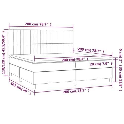 Krevet box spring s madracem LED tamnosmeđi 200x200 cm tkanina - Tamno smeđa 200 x 200 cm Okomite pruge Cijena