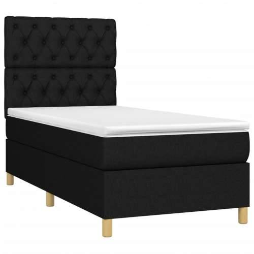 Krevet box spring s madracem LED crni 80 x 200 cm od tkanine - Crna 80 x 200 cm Dizajn s gumbima Cijena