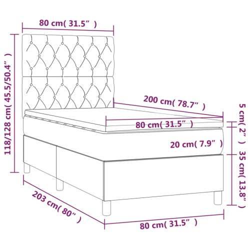 Krevet box spring s madracem LED crni 80 x 200 cm od tkanine - Crna 80 x 200 cm Dizajn s gumbima Cijena