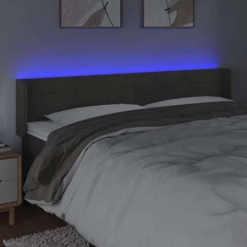 LED uzglavlje tamnosivo 203x16x78/88 cm baršunasto - Tamno siva 203 x 16 x 78/88 cm 1 Cijena