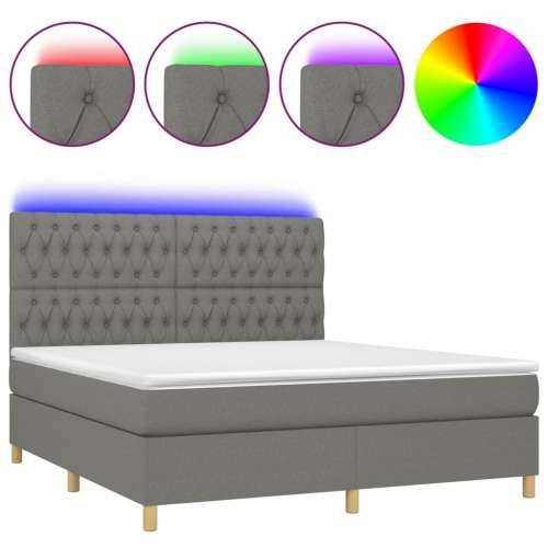 Krevet box spring s madracem LED tamnosivi 180x200 cm tkanina - Tamno siva 180 x 200 cm Dizajn s gumbima Cijena