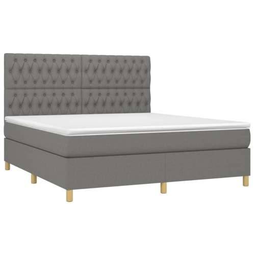 Krevet box spring s madracem LED tamnosivi 180x200 cm tkanina - Tamno siva 180 x 200 cm Dizajn s gumbima Cijena