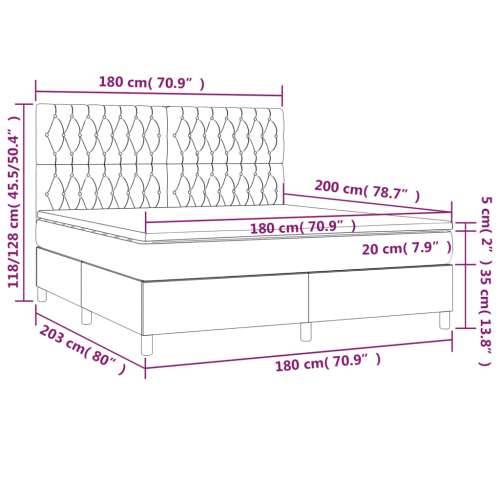 Krevet box spring s madracem LED tamnosivi 180x200 cm tkanina - Tamno siva 180 x 200 cm Dizajn s gumbima Cijena