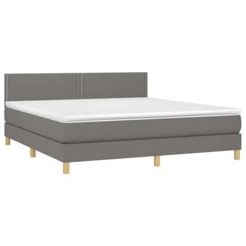 Krevet box spring s madracem LED tamnosivi 160x200 cm tkanina - Tamno siva 160 x 200 cm Obično s čavlima Cijena