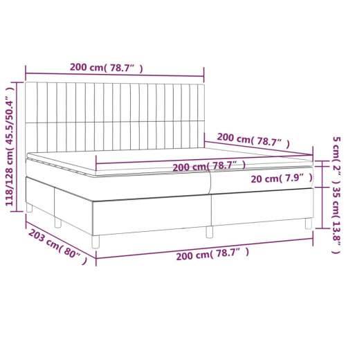Krevet box spring s madracem LED plavi 200x200 cm od tkanine - Plava 200 x 200 cm Okomite pruge Cijena