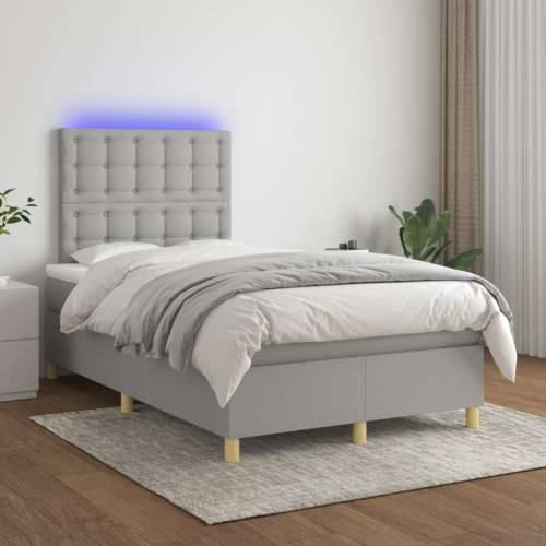 Krevet box spring s madracem LED svjetlosivi 120x200 cm tkanina - Svjetlosiva 120 x 200 cm gumbi Cijena