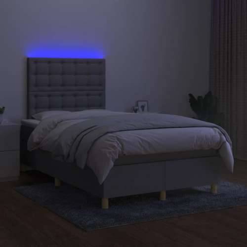 Krevet box spring s madracem LED svjetlosivi 120x200 cm tkanina - Svjetlosiva 120 x 200 cm gumbi Cijena