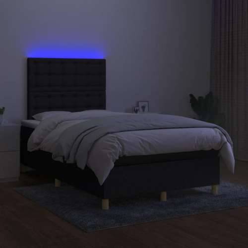 Krevet box spring s madracem LED crni 120 x 200 cm od tkanine - Crna 120 x 200 cm gumbi Cijena