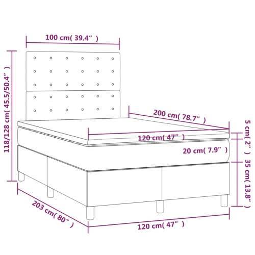 Krevet box spring s madracem LED crni 120 x 200 cm od tkanine - Crna 120 x 200 cm gumbi Cijena