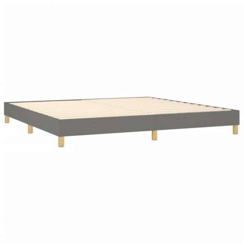 Krevet box spring s madracem LED tamnosivi 200x200 cm tkanina - Tamno siva 200 x 200 cm Obično s čavlima Cijena