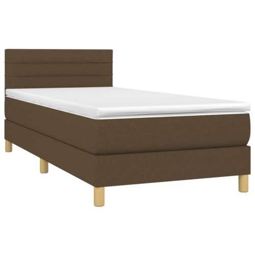 Krevet box spring s madracem LED tamnosmeđi 80 x 200 cm tkanina - Tamno smeđa 80 x 200 cm vodoravne pruge Cijena