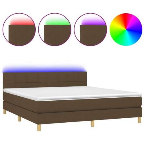 Krevet box spring s madracem LED tamnosmeđi 180x200 cm tkanina - Tamno smeđa 180 x 200 cm Blok s kvadratima Cijena