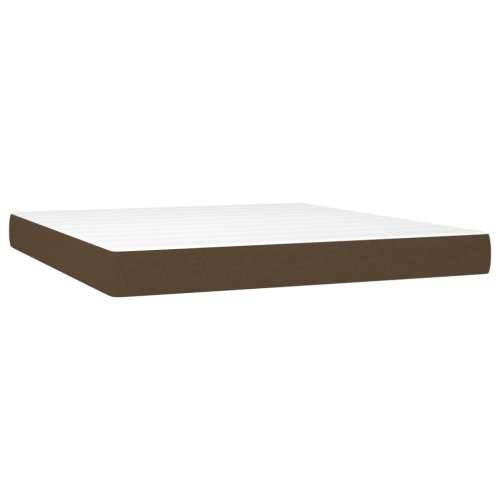Krevet box spring s madracem LED tamnosmeđi 180x200 cm tkanina - Tamno smeđa 180 x 200 cm Blok s kvadratima Cijena