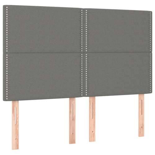Krevet box spring s madracem LED tamnosivi 140x190 cm tkanina - Tamno siva 140 x 190 cm Obično s čavlima Cijena