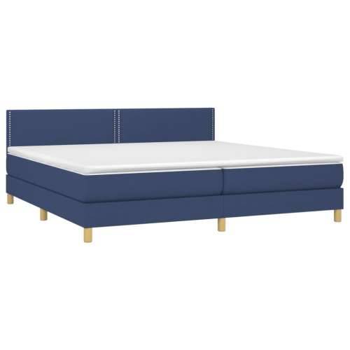 Krevet box spring s madracem LED plavi 200x200 cm od tkanine - Plava 200 x 200 cm Obično s čavlima Cijena