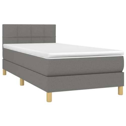 Krevet box spring s madracem LED tamnosivi 90x200 cm tkanina - Tamno siva 90 x 200 cm Blok s kvadratima Cijena