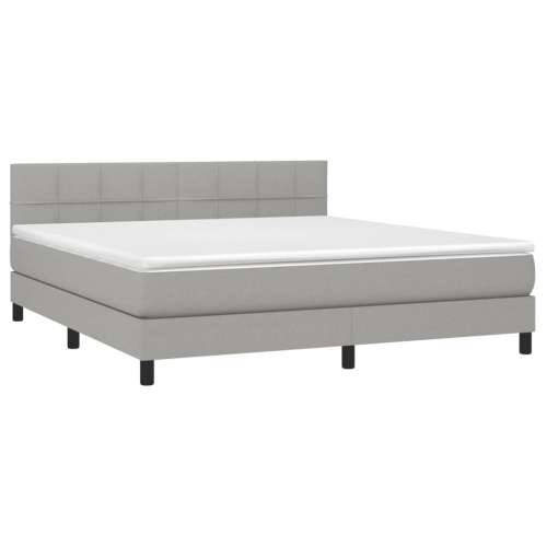 Krevet box spring s madracem LED svjetlosivi 180x200 cm tkanina - Svjetlosiva 180 x 200 cm Blok s kvadratima Cijena