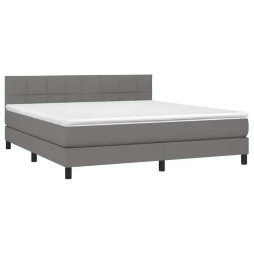 Krevet box spring s madracem LED tamnosivi 180x200 cm tkanina - Tamno siva 180 x 200 cm Blok s kvadratima Cijena