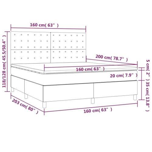 Krevet box spring s madracem LED tamnosivi 160x200 cm tkanina - Tamno siva 160 x 200 cm gumbi Cijena