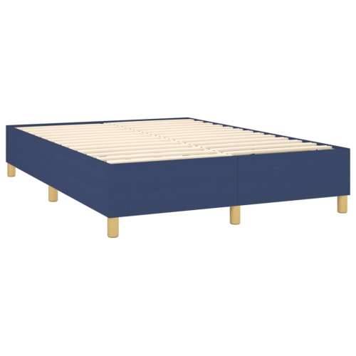 Krevet box spring s madracem LED plavi 140x200 cm od tkanine - Plava 140 x 200 cm Dizajn s gumbima Cijena